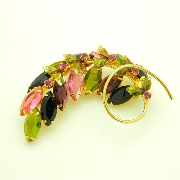 JULIANA D&E Purple Pink Green Glass Flower Enamel - Picture 1 of 5